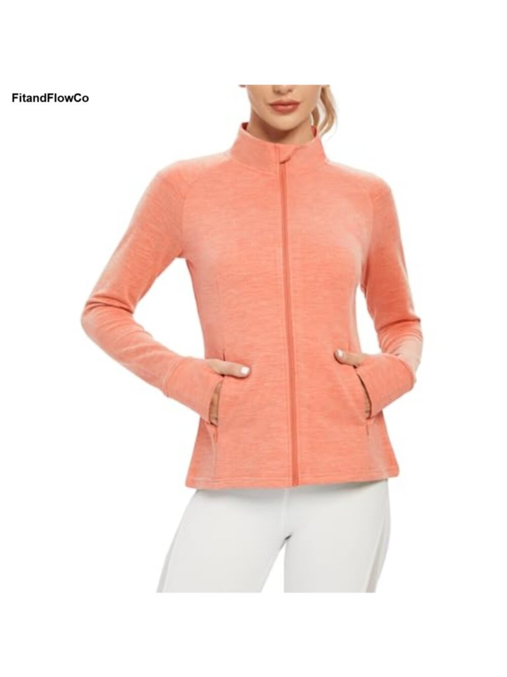 Women's Fleece Zip Up Jacket Long Sleeve Warm Lightweight Coat with Pockets